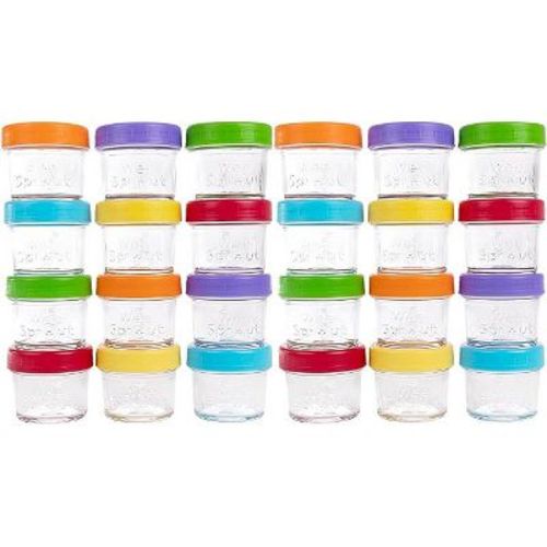 WeeSprout Glass Baby Food Storage Jars with Lids, Reusable Small Containers, 4 oz, 24 Pack
