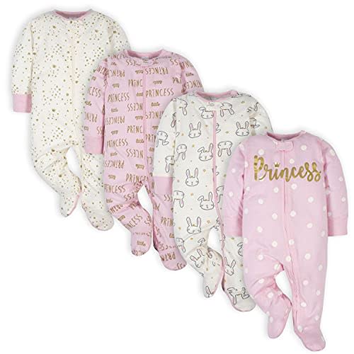 Gerber baby-girls 4 Pack Sleep N' Play Footie