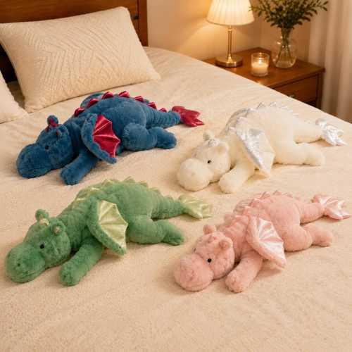 Cute Dragon Plush Toy, Soft Dinosaur Stuffed Animal, Kawaii Dragon Doll, Cozy Bedroom Decor, Fantasy Creature Gift, Kids Birthday Gift