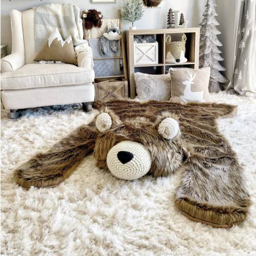 Large Brown Bear Rug for Nursery