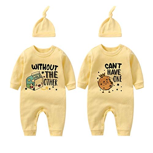 YSCULBUTOL Twins Bodysuits - Milk Infant Clothes Unisex Twin Baby Rompers With Hat