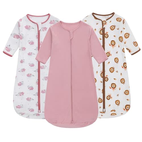 Miracle Baby Sleep Sack with Long Sleeve, 100% Breathable Cotton Wearable Blanket with Two-Way Zipper for Infants 0–18 Months