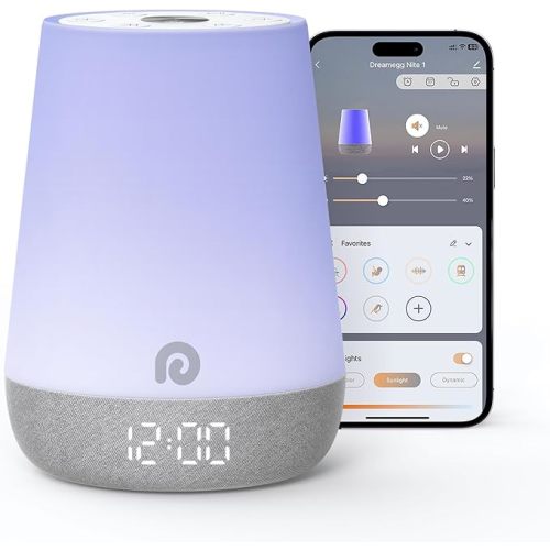 Dreamegg Sound Machine Baby - White Noise Sound Machine Baby With Night Light, Ok to Wake Alarm Clock, 34 Soothing Sounds, Sleep Trainer, Routine Builder, App Control for Kids Nursery Sleeping Bedroom