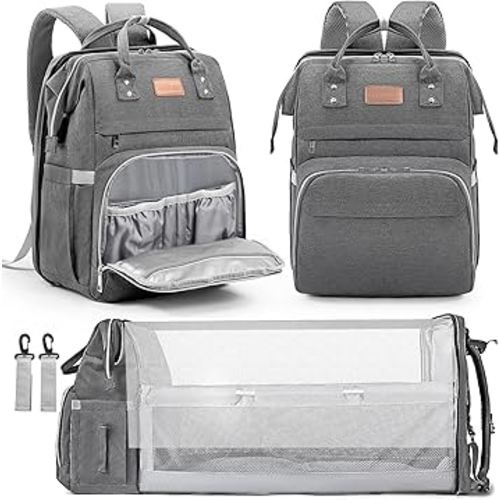 Diaper Bag Backpack, Large Capacity Multifunction Baby Bag with Changing Pad for Boy Girl, Travel for Moms Dads, Baby Registry Search Shower Gifts Waterproof and Stylish DarkGray