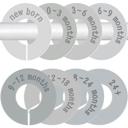 8PCS Baby Closet Dividers for Clothes Double-Sided Baby Closet Organizer Baby Clothes Size Age Separators Nursery Clothes Hanger Dividers for Most Closet Rods Organizer from Newborn to Toddler