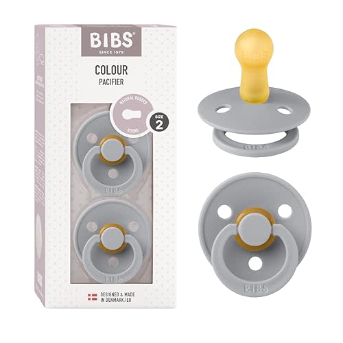 Bibs Colour Pacifier 2-Pack | BPA Free Soother, Round Nipple. Natural Rubber Latex,