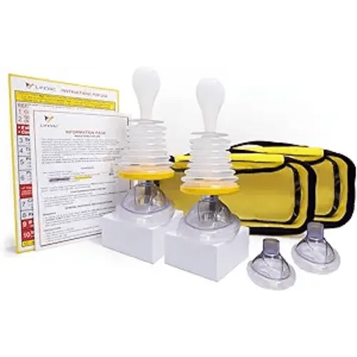 LifeVac Yellow Travel Kit 2 Pack - Portable Suction Rescue Device, First Aid Kit for Kids and Adults, Portable Airway Suction Device for Children and Adults