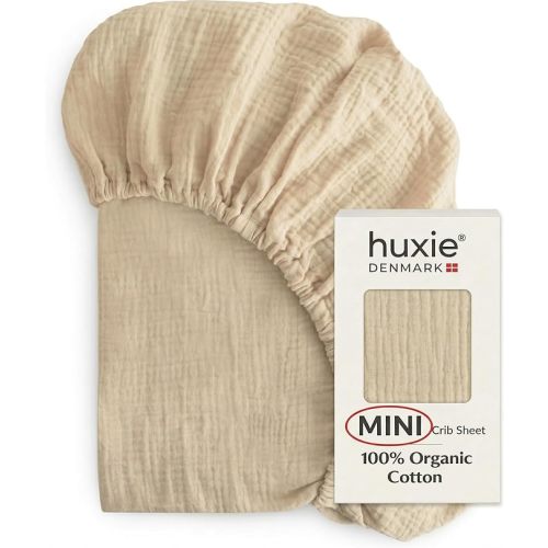 Mini Crib Sheets - Organic Cotton Muslin Fitted Crib Sheet Fitted for Pack and Play - Ultra-Soft and Breathable Crib Sheets for Boys and Girls (Mini Sage Green/Natural)