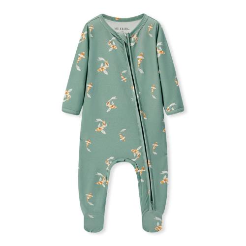 Swimming Koi Cotton Stretch Zipper Footed Romper