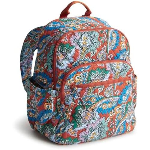 Vera Bradley Premium Cotton Bancroft Backpack, Flowers + Feathers