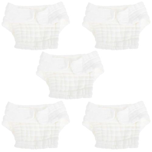 Healifty Newborn Diapers 5pcs Diaper Baby Cloth Newborn Pure Cotton Mustard White Washable Baby Diapers