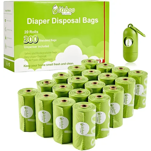 Disposable Diaper Bags for Baby, 20 Refill Rolls/300 Bags Waste Bags with Dispenser, Convenient and Quick Diaper Disposal, Unscented