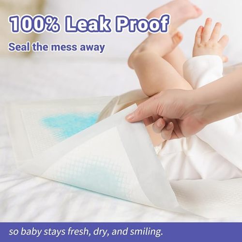 100 Pack Disposable Changing Pads for Baby, 18" x 24" Super Absorbency Disposable Underpads Large Bed Pads Absorbent Fluff Protective Table Pads Disposable Diaper Changing Pads, Leakproof