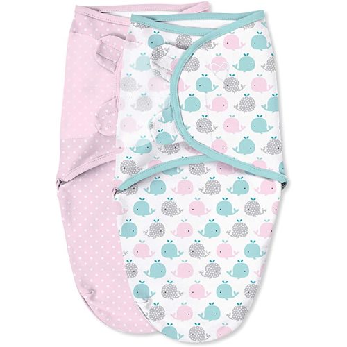 SwaddleMe by Ingenuity Original Swaddle, 100% Cotton, Improves Sleep & Calms Startle Reflex, 0-3 Months, 1.0 TOG, 3-Pack, Baby Swaddle Blanket - Pink Polka Whale