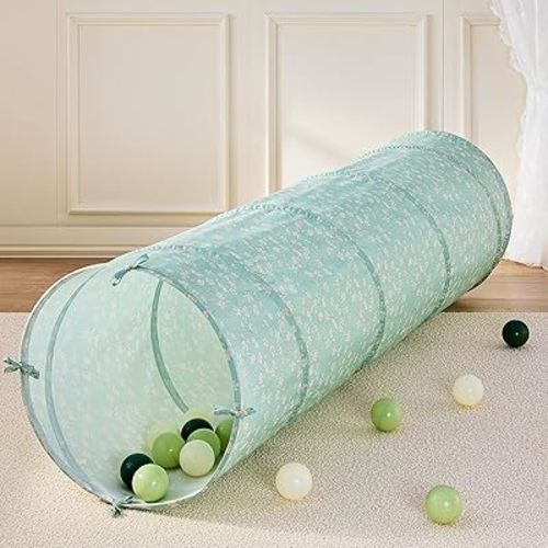Tiny Land Kids Play Tunnel for Toddlers and Baby, Foldable Pop Up Crawl Tunnel with Storage Bag for Indoor and Outdoor Play, 69 x 18 Inch, Green, Gift for 2 Year Old Girl and Boy