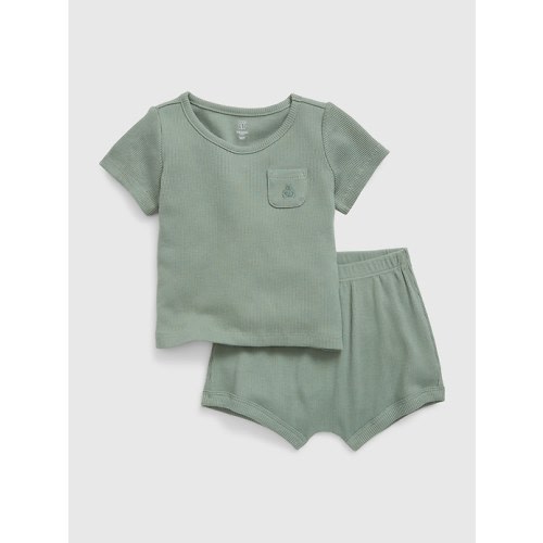 Baby Rib 2-Piece Outfit Set in gasoline green, size: 0-3 M