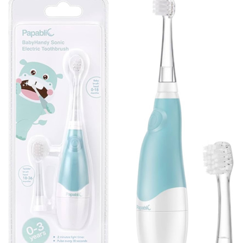 Papablic BabyHandy 2-Stage Baby Sonic Electric Toothbrush for Babies and Toddlers Ages 0-3 Years