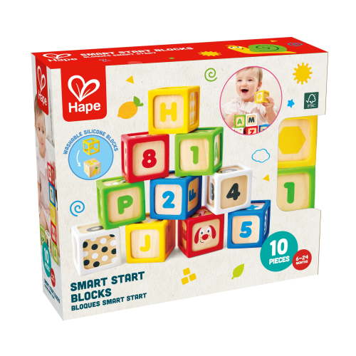 Hape Stacking ABC/123 Blocks Learning and Education Infant Toy Stack Silicone & Wood Blocks