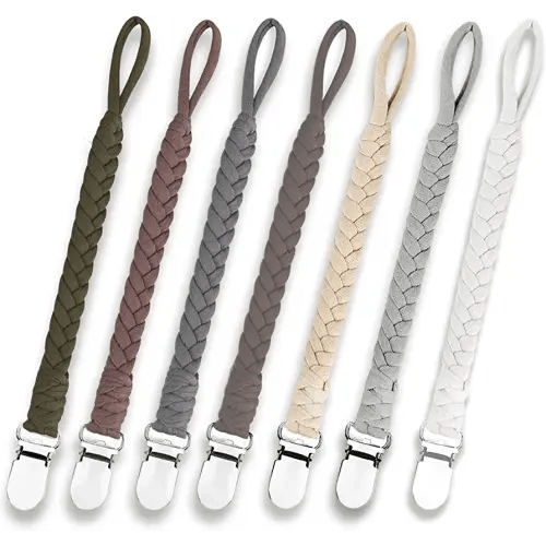 7 Pcs Braided Pacifier Clip, Pacifier Clips for Boys & Baby Girls, Pacifier Holder Clip Binky Clips