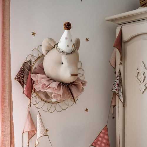 Circus berar linen wall hanging-handmade nursery decor, boho art, baby room decoration, nursery kids deco, baby shower gift, animal wall.
