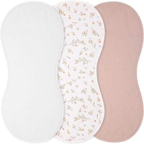 Hahafelt 3 Pcs Changing Pad Liners Compatible with Peanut Changer Waterproof Diaper Mats Organic Cotton Mats are Warm on Baby's Back, Washable Reusable(Print Style,Beige)