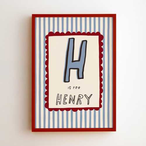 Custom Name Stripes Printable – Retro Initial Print for Kids Name Art (Digital Download)