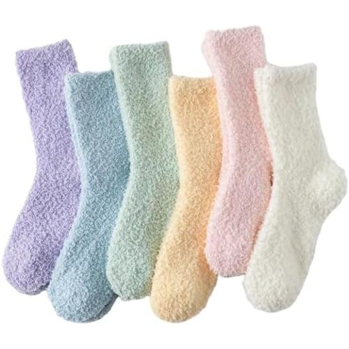 6 Pairs Fuzzy Socks For Women Fluffy Slipper Socks don't Shed Lint