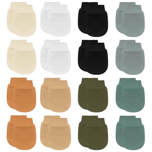 16 Pairs Newborn Baby Cotton Mittens No Scratch Gloves Newborn Mittens Infant Toddler Gloves for Boys Girls 0-6 Month