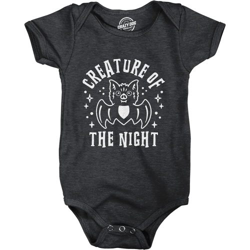 Creature of The Night Baby Bodysuit Funny Cute Halloween Bat Graphic Jumper for Infants