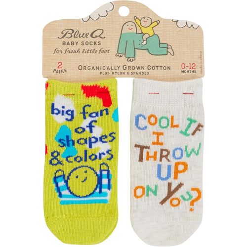 Blue Q Cotton Baby Socks 0-12 Months, 2-pair set