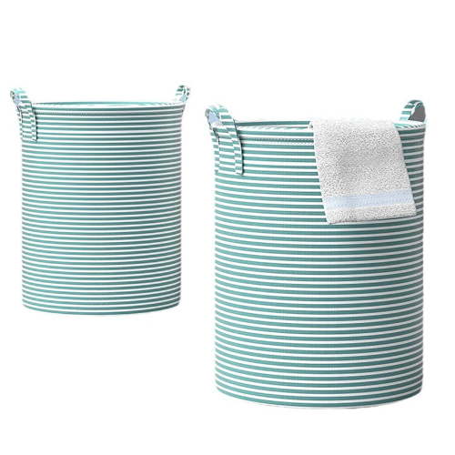 Large Storage Basket, Laundry Hamper/Bathroom/Home Decor/Foldable Round Storage Bin with Handle, Sorting Storage Basket for Clothes Blanket Toys (A-14.96 inch)