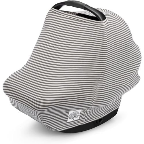 Parker Baby 4 in 1 Car Seat Cover for Girls and Boys - Stretchy Carseat Canopy, Nursing Cover, Grocery Cart Cover, High Chair Cover - “Sage/Pewter”