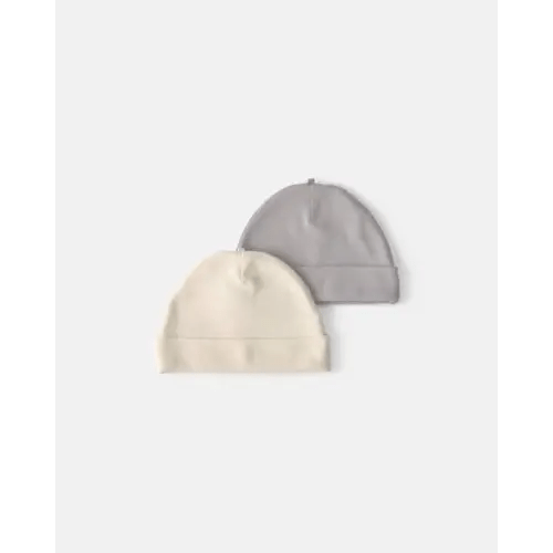 Baby 2-Pack Caps - Grey/Ivory | Carter's