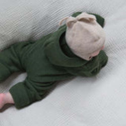 Baby Merino Wool Fleece Zip Suit - Reed Melange, 3-6 months