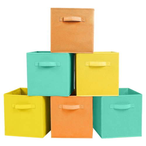 YOYTOO 6 Pack Foldable Cube Storage Bins, 11" Collapsible Fabric Cube Organizer Baskets Bins