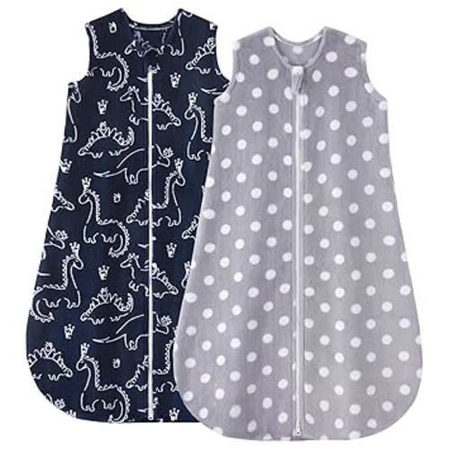Yoofoss Fleece Baby Sleep Sack 6-12 Months, 2 Pack 1.5 Tog Baby Wearable Blanket with 2-Way Zipper, Toddler Sleeping Sack, Soft Warm Lightweight(Medium)