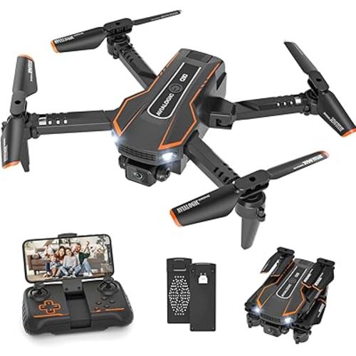 AVIALOGIC Mini Drone with Camera for Kids, Remote Control Helicopter Toys Gifts for Boys Girls, FPV RC Quadcopter with 1080P HD Live Video Camera, Altitude Hold, Gravity Control, 2 Batteries, Black