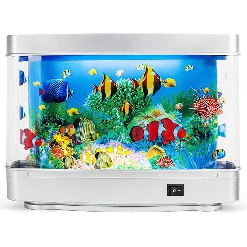 Fake Fish Tank Baby Aquarium - Artificial Fish Lamp with Moving Tropical Fish - LED Sensory Aquarium Light for Bedroom and Office, Ideal for Kids and Adults - Relaxing Night Light & Stress Reliever
