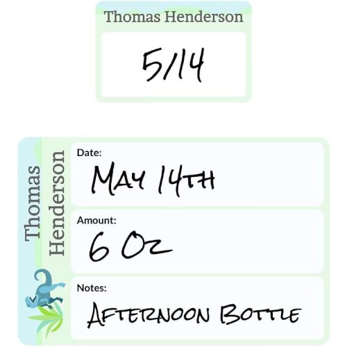 Name Bubbles - Reusable Baby Bottle Labels for Daycare (20 Labels) - Kids Washable Name Tags for Bottles, Sippy Cups, & Snack Containers, Waterproof, Baby Name Stickers, Write-On (Dinosaurs)