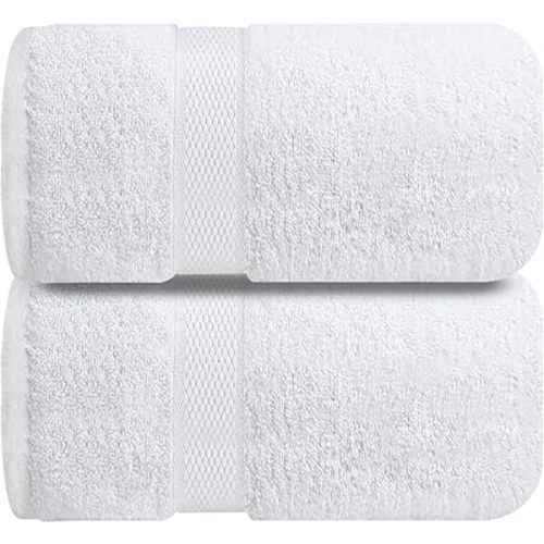 Infinitee Xclusives – Luxury Bath Sheets Towels – 2 Pack (35X70 Inches) – 100% Ring Spun Cotton Extra Large Bath Towels for Bathroom – Super Soft, Absorbent, Hotel & Spa Quality (Brilliant White)