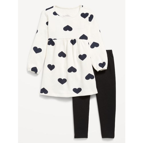 Long-Sleeve Waffle-Knit Dress and Leggings Set for Toddler Girls