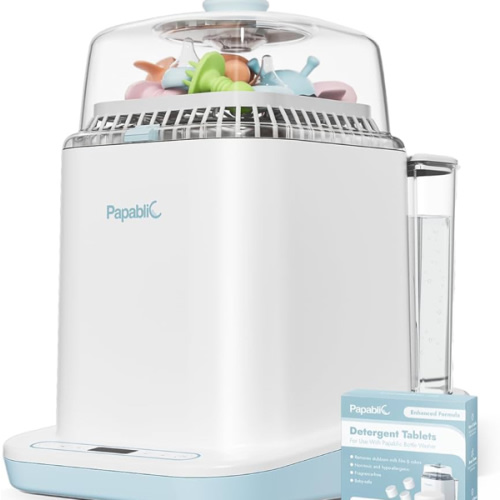Papablic Bottle Washer Pro, Bottle Washer & Sterilizer & Dryer, 4-in-1 Bottle Washer Sanitizer for Bottles, Pump Parts, C-Section& Baby Essentials - Quick & Clean with 60 Detergent Tablets