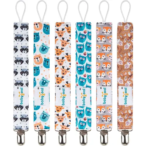Babygoal Animal Pacifier Clips, 6 Pack Pacifier Holder for Boys and Girls Fits Most Pacifier Styles &Teething Toys and Pacifier Holder for Boys 6MP18