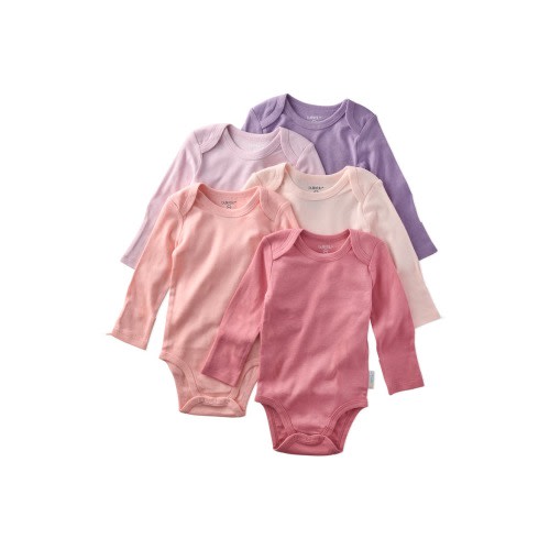 Blake Assorted 5-Pack Long Sleeve Organic Cotton Bodysuits, 0-3M