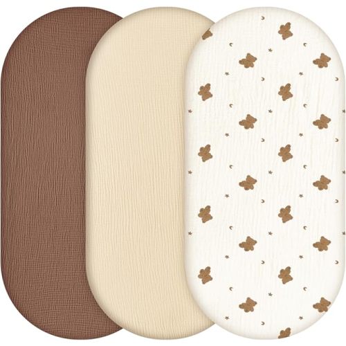 Bassinet Sheets Fitted 3 Pack Muslin Baby Bedside Bassinet Sheets