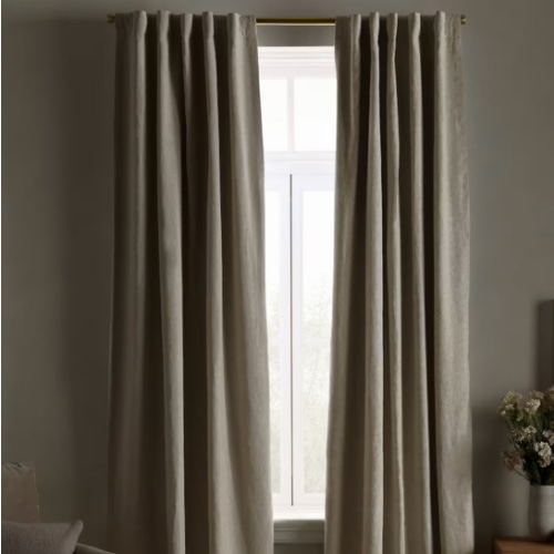 European Linen True Blackout Curtain in Flax