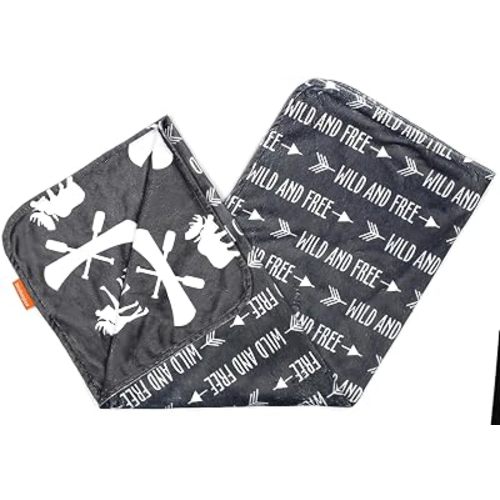 Dear Baby Gear - Premium Car Seat Infant Blanket - Soft Swaddle Blanket for Baby Girls and Boys, Plush Blankets - Adorable Designs, Comfortable Fabric - Gray and White, Moose(40 x 30 inches)