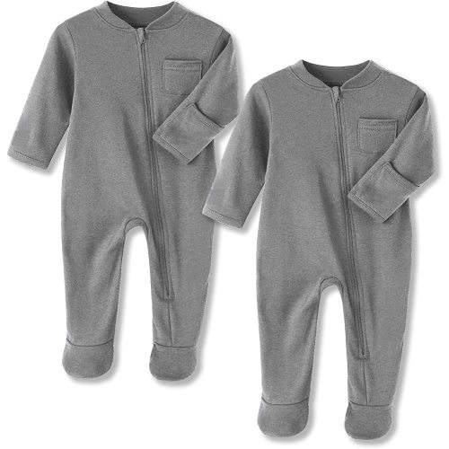 Eleven's Kingdom Baby Kids Sleep and Play,Baby Cotton Pajamas with Mitten Cuffs, 2 Way Zipper Footed Sleeper 0-12 Month