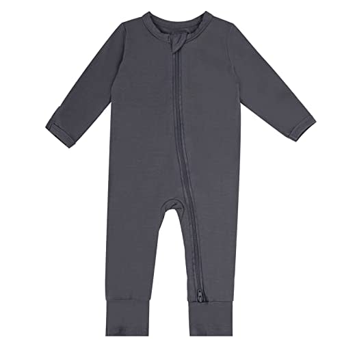 GUISBY Baby Footless Rompers, Rayon Pajamas 2 Way Zipper with Long Sleeve Sleeper