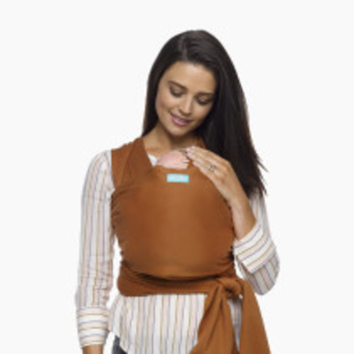 Moby Baby Wrap Carrier Evolution for Newborns to Toddlers (8-33lbs), Infant Sling Carrier, Lightweight & Hands Free Design, Adjustable for All Body Types, Baby Registry Gift (Caramel)